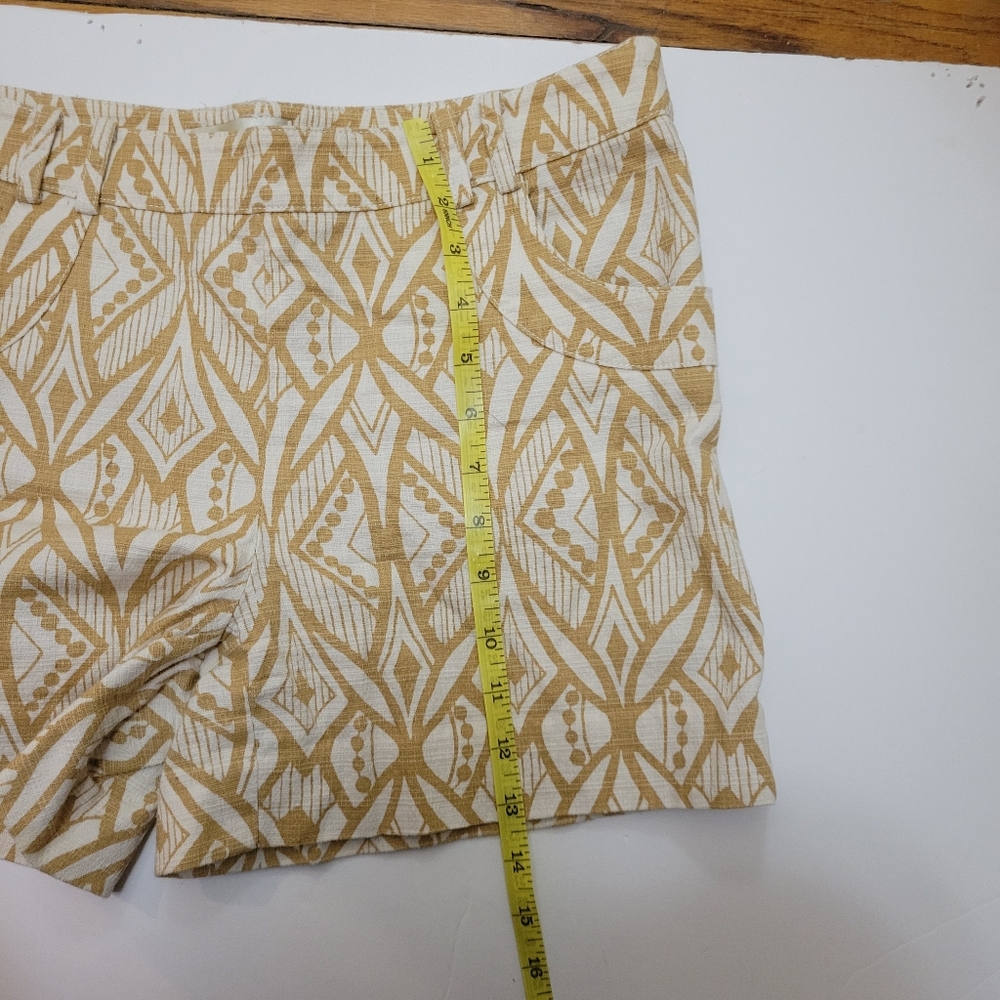 Anthropologie Elevenses Tiled Tide Shorts‎ Mustard Yellow Tribal Boho - Picture 9 of 9